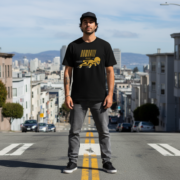 Skate Downhill Skull Head T-Shirt