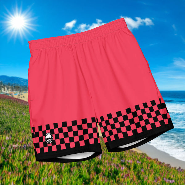 Hot Pink Checkerboard Men's swim trunks