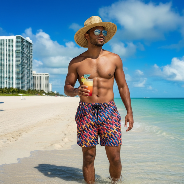 Colored Lines Men's swim trunks