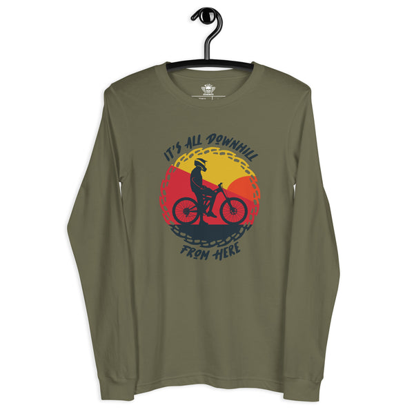Bike It's All Downhill From Here Long Sleeve Tee - Wildly Creative Shop