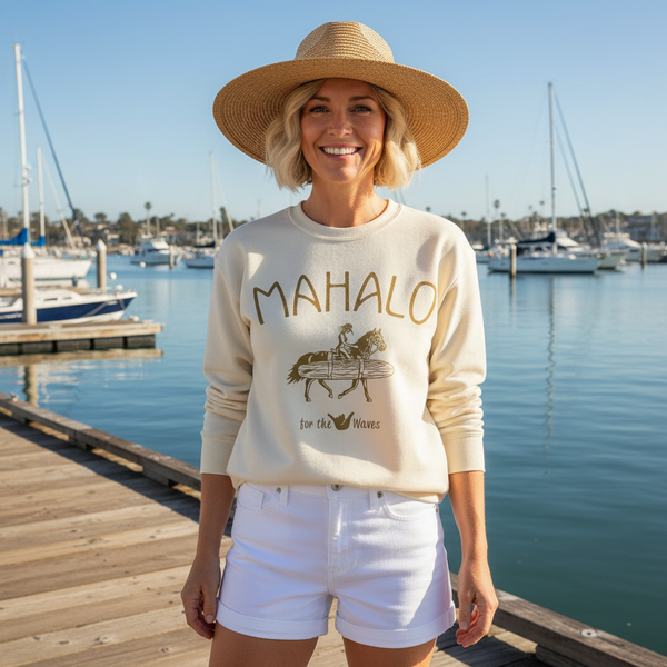 Surf Mahalo for the waves Premium Sweatshirt Women