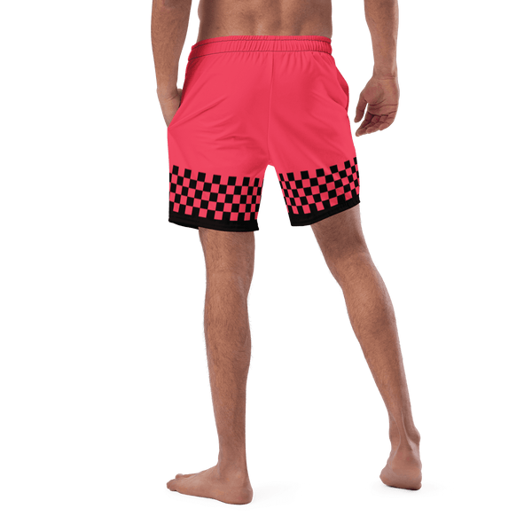 Hot Pink Checkerboard Men's swim trunks